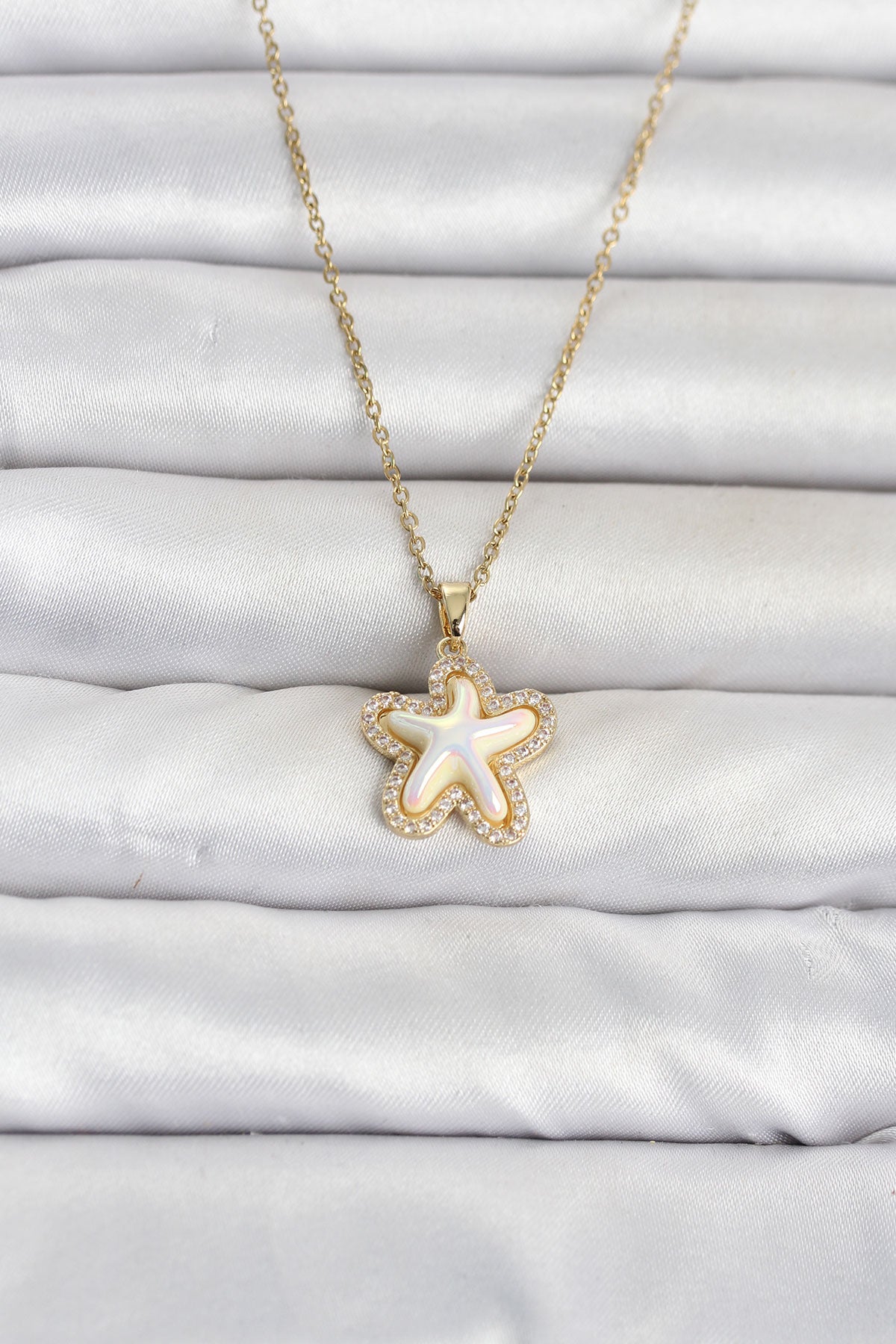 316L Çelik Zincir Gold Renk Deniz Yıldızı Model Kadın Kolye TG27BKO11084 - Çok Renkli / Standart
