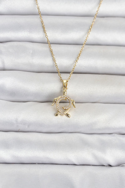 316L Çelik Zincir Gold Renk Caretta Caretta Model Kadın Kolye TG27BKO11096