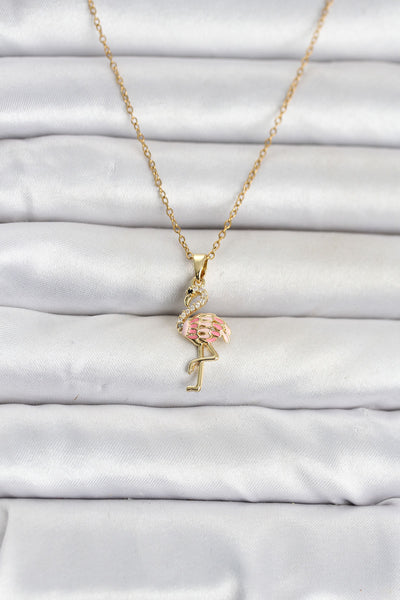 316L Çelik Zincir Gold Renk Flamingo Model Kadın Kolye TG27BKO11106