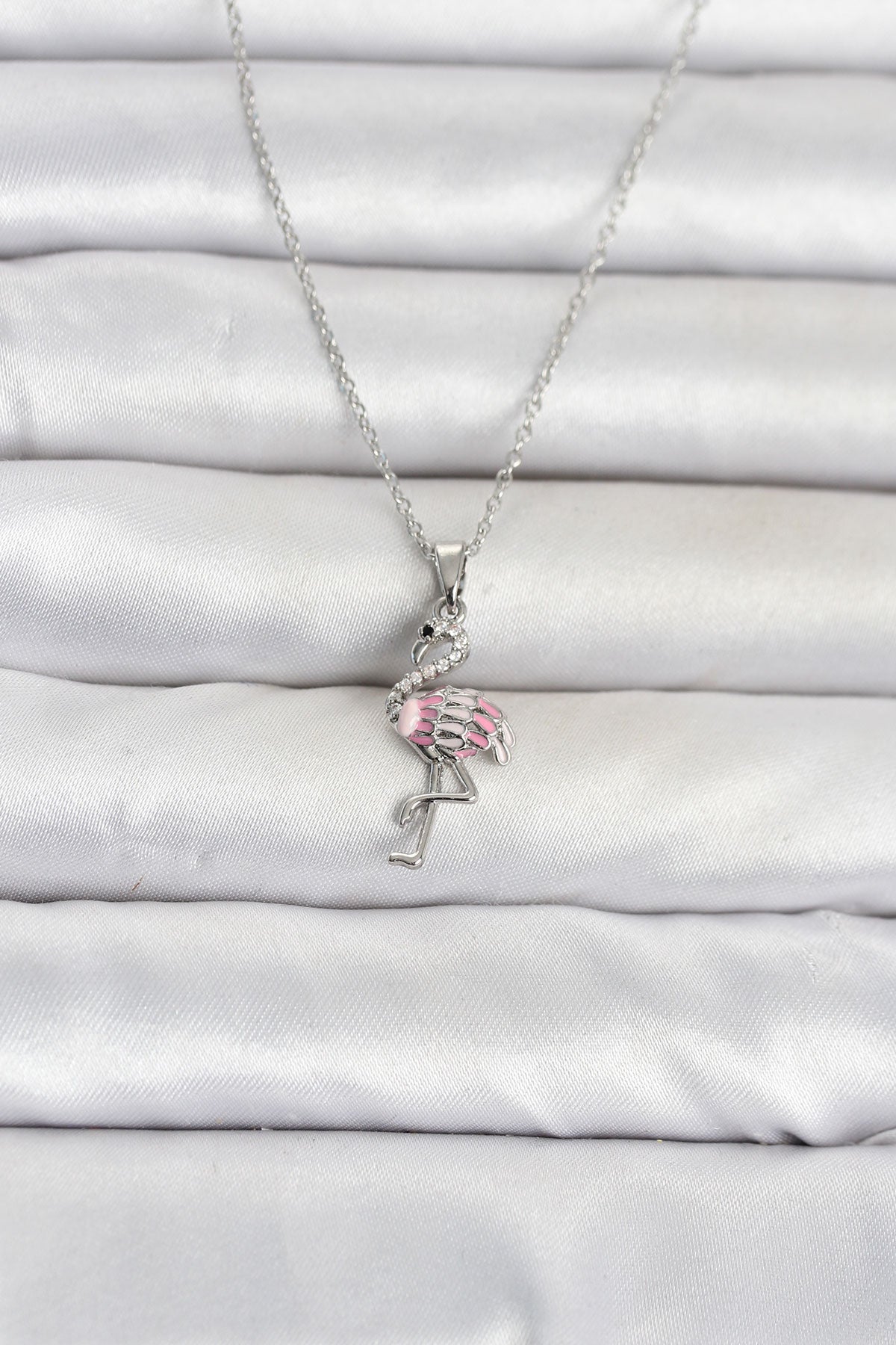 316L Çelik Zincir Gümüş Renk Flamingo Model Kadın Kolye TG27BKO11107 - Çok Renkli / Standart