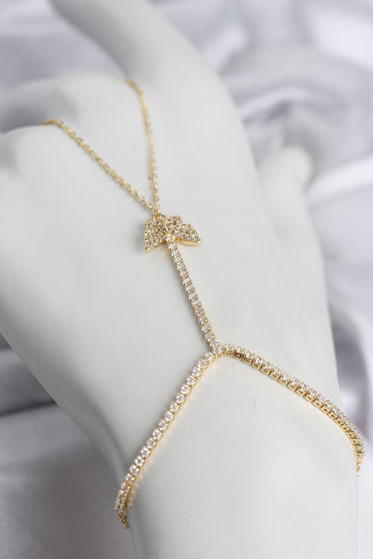 Gold Renk Pirinç Zirkon Taşlı Kelebek Model Şahmeran TG27SN769 - Çok Renkli / Standart