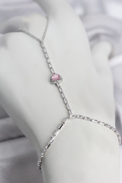 Gümüş Renk Pirinç Zirkon Taşlı Pembe Kalp Model Şahmeran TG27SN772