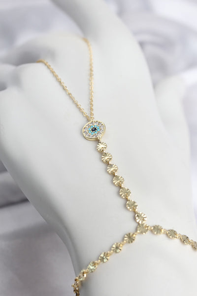 Gold Renk Pirinç Zirkon Taşlı Nazar Model Şahmeran TG27SN773