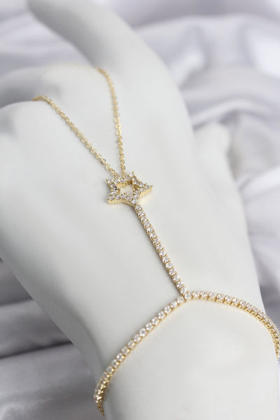 Gold Renk Pirinç Zirkon Taşlı Yıldız Model Şahmeran TG27SN789
