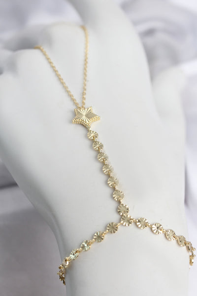 Gold Renk Pirinç Lazerli Yıldız Model Zirkon Taşlı Şahmeran TG27SN785
