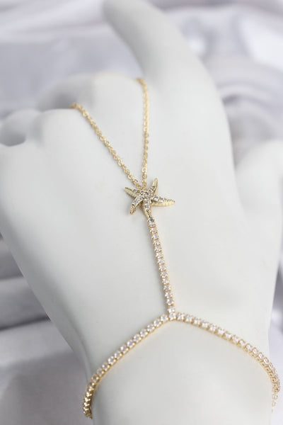 Gold Renk Pirinç Zirkon Taşlı Deniz Yıldızı Model Şahmeran TG27SN791