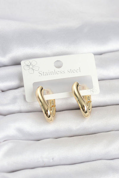 316L Çelik Gold Renk Asimetrik Halka Model Kadın Küpe TG27BKP11861