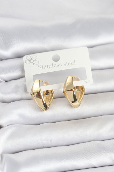 316L Çelik Gold Renk Elmas Model Halka Kadın Küpe TG27BKP11855