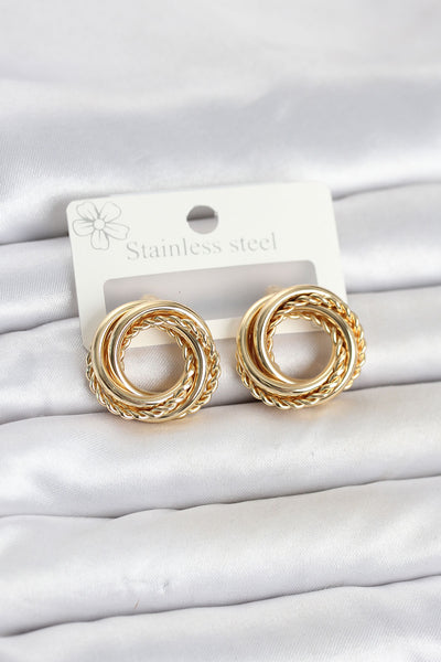 316L Çelik Gold Renk Halka Model Asorti Kadın Küpe TG27BKP11859