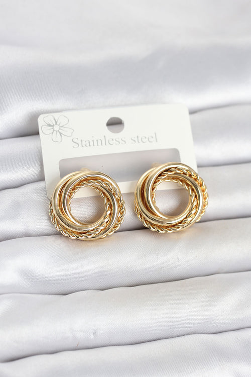 316L Çelik Gold Renk Halka Model Asorti Kadın Küpe TG27BKP11859