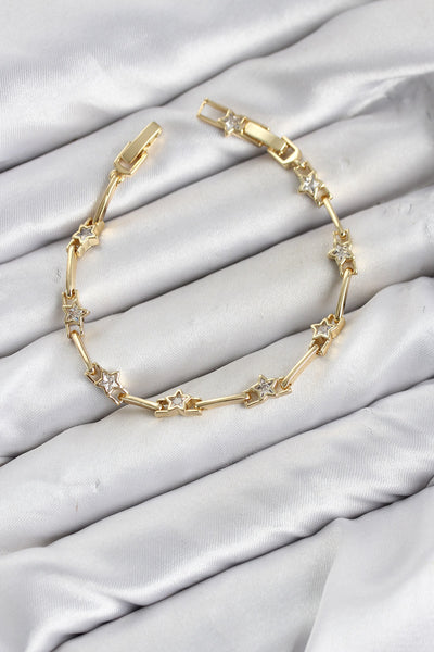 CM Gold Renk Yıldız Model Zirkon Taşlı Pirinç Kadın Bileklik TG27BB8602