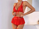 Fantazi Kırmızı Dantelli Fiyonklu Seksi Babydol - 3