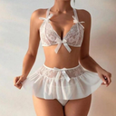 Fantazi Beyaz Dantelli Fiyonklu Seksi Babydol - 3