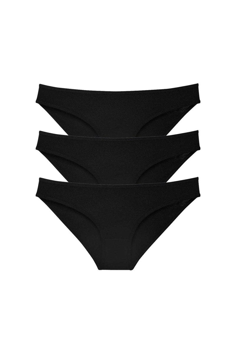 3 adet Süper Eko Set Likralı Kadın Slip Külot Siyah - S
