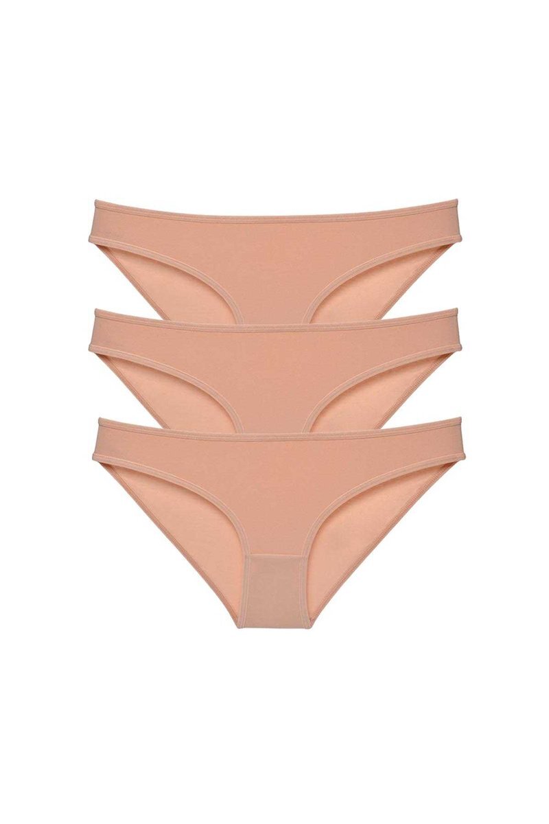 3 adet Süper Eko Set Likralı Kadın Slip Külot Ten - S