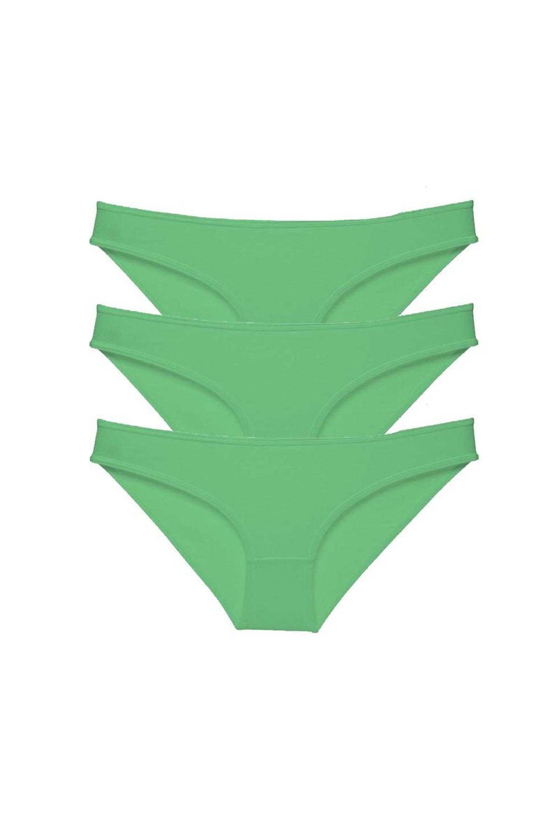 3 adet Süper Eko Set Likralı Kadın Slip Külot Yeşil - S