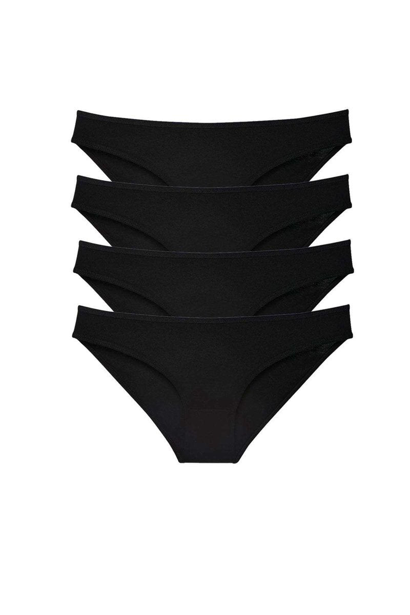 4 adet Süper Eko Set Likralı Kadın Slip Külot Siyah - S