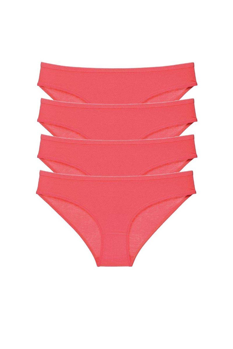 4 adet Süper Eko Set Likralı Kadın Slip Külot Kırmızı - S
