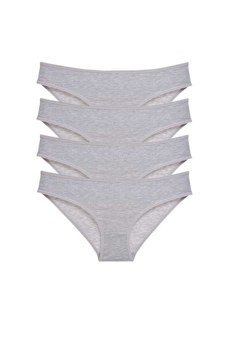 4 adet Süper Eko Set Likralı Kadın Slip Külot Gri - S