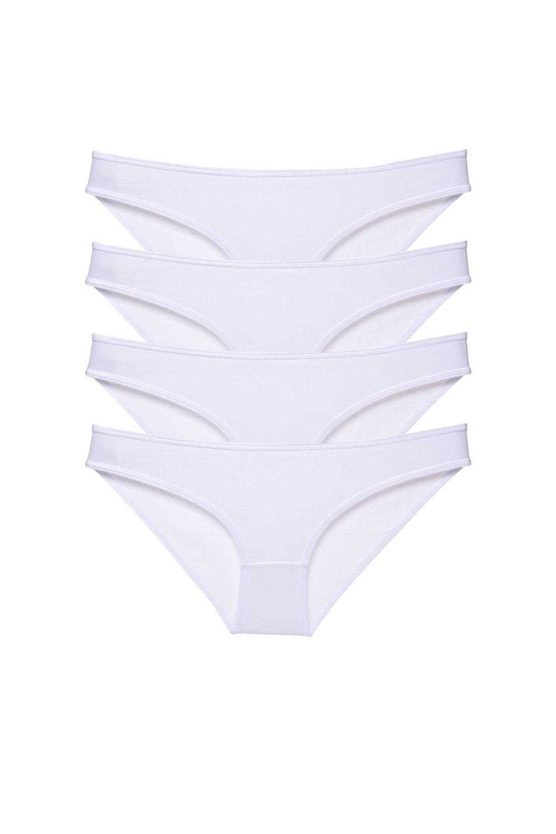 4 adet Süper Eko Set Likralı Kadın Slip Külot Beyaz - S