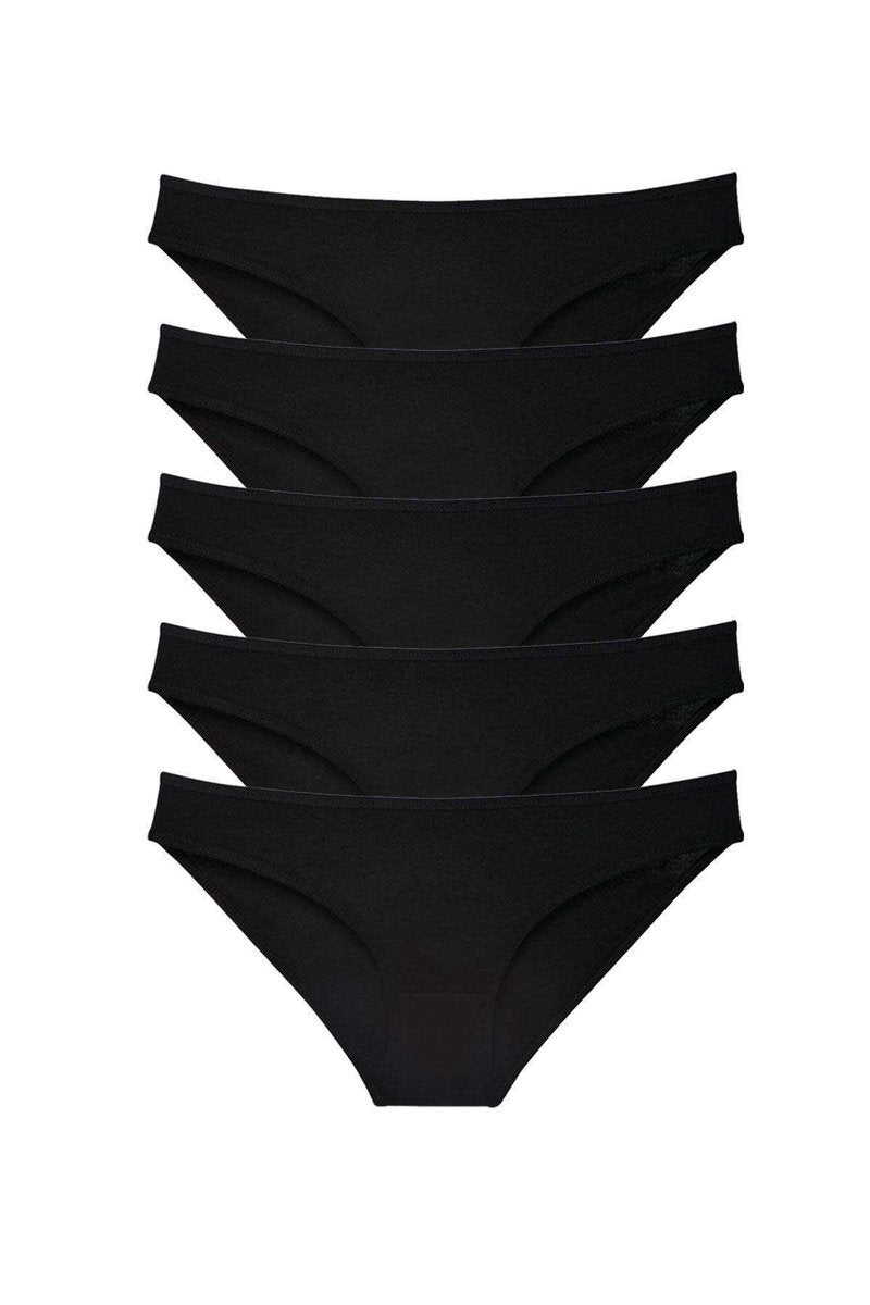 5 adet Süper Eko Set Likralı Kadın Slip Külot Siyah - S