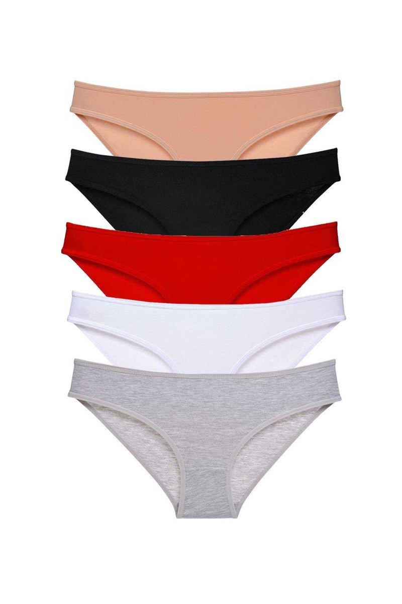 5 adet Süper Eko Set Likralı Kadın Slip Külot Çok Renkli - S