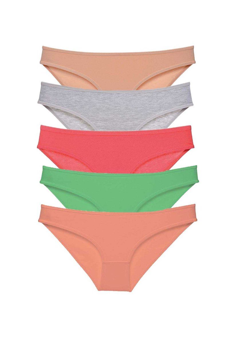 5 adet Eko Set Likralı Kadın Slip Külot Soft Renkler - S