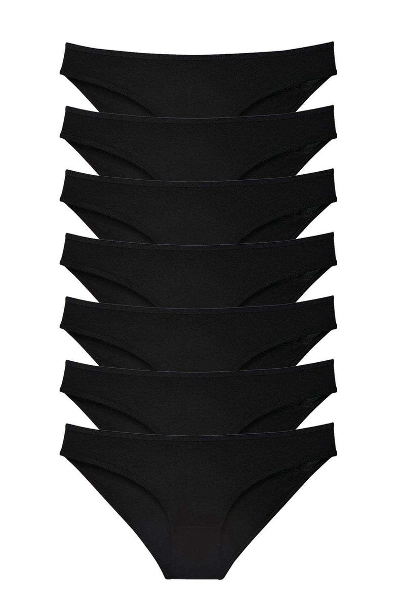 7 adet Süper Eko Set Likralı Kadın Slip Külot Siyah - S