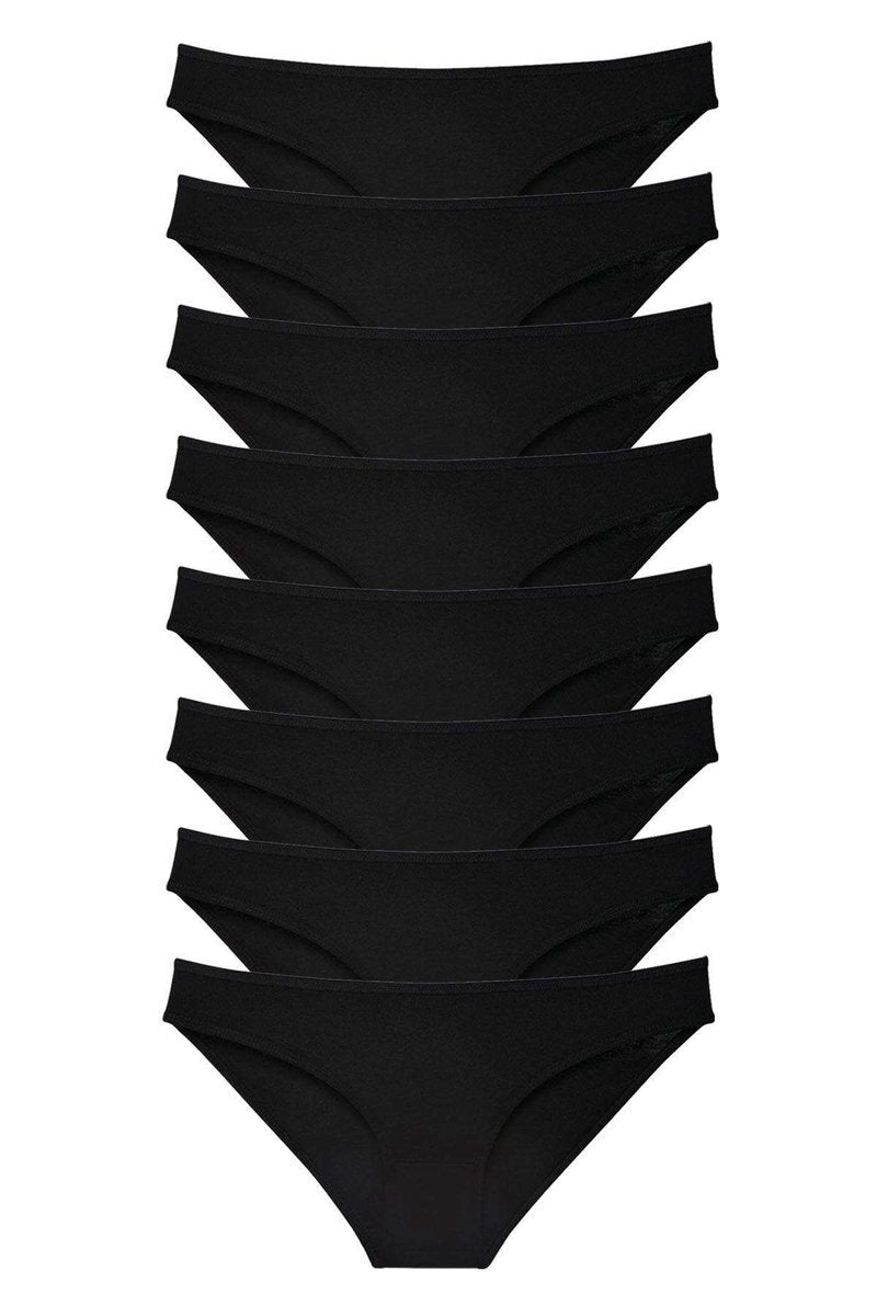 8 adet Süper Eko Set Likralı Kadın Slip Külot Siyah - S