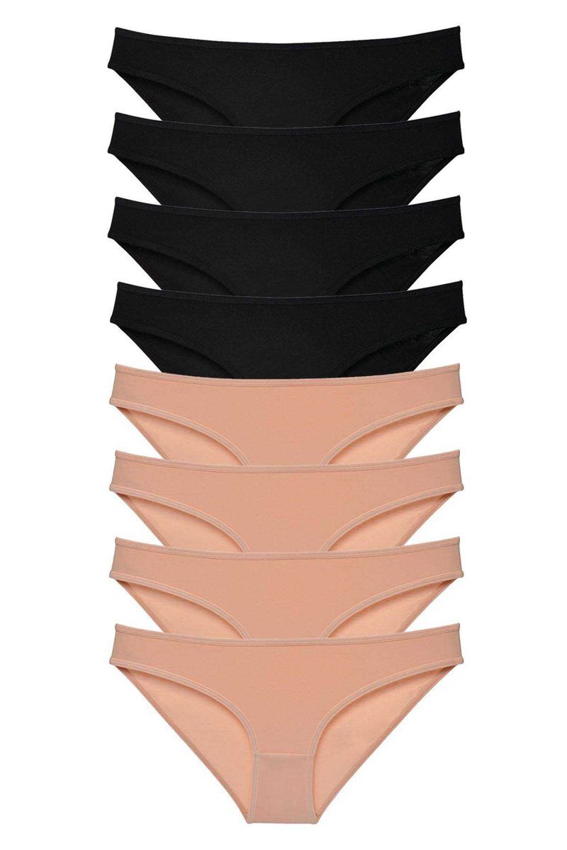 8 adet Süper Eko Set Likralı Kadın Slip Külot Siyah Ten - S
