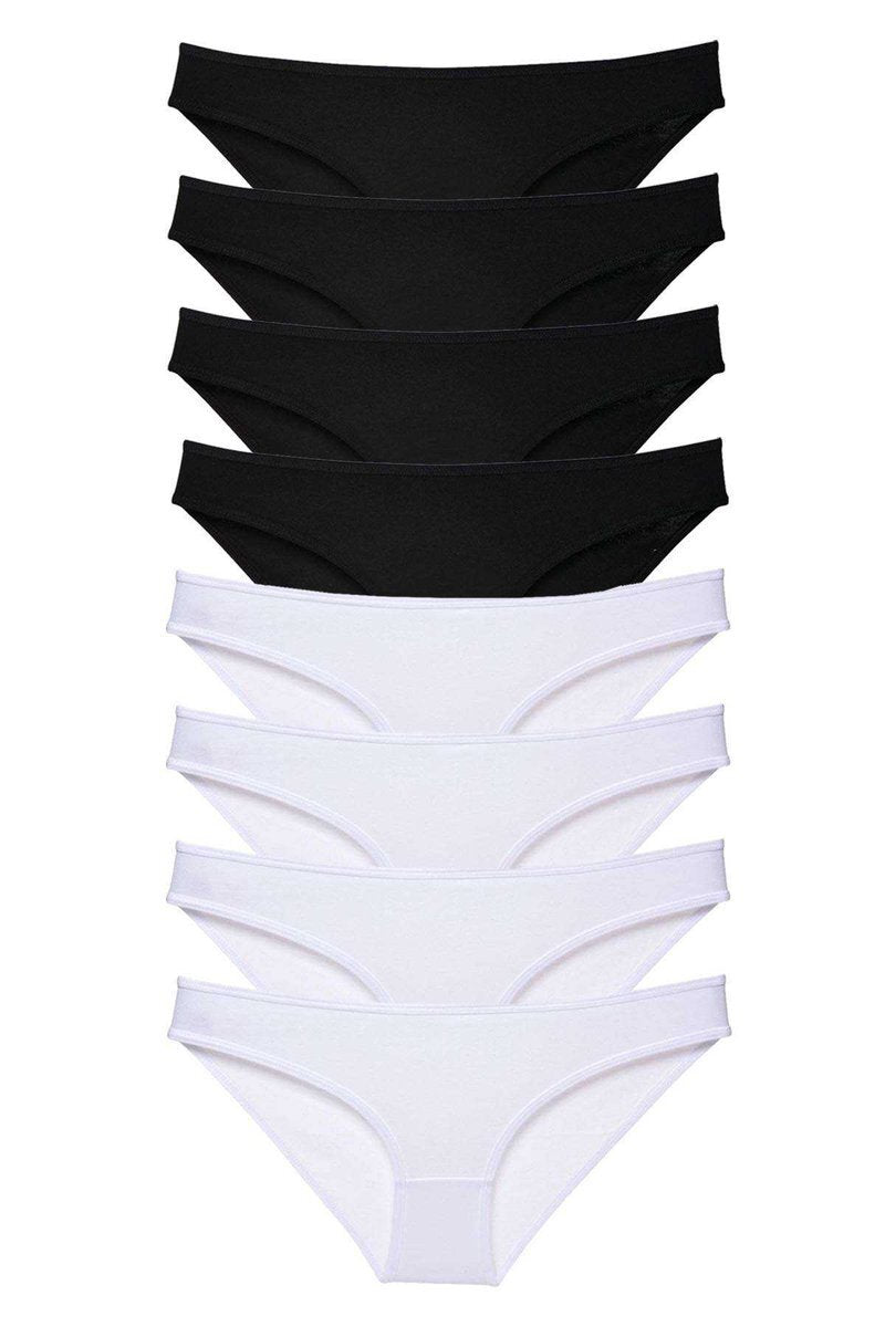 8 adet Süper Eko Set Likralı Kadın Slip Külot Siyah Beyaz - S