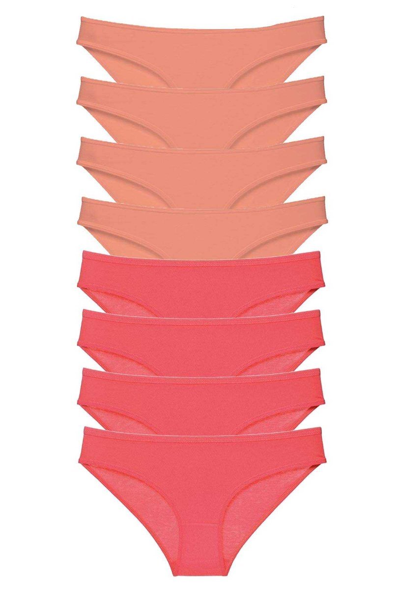 8 adet Eko Set Likralı Kadın Slip Külot Pudra Fuşya - S