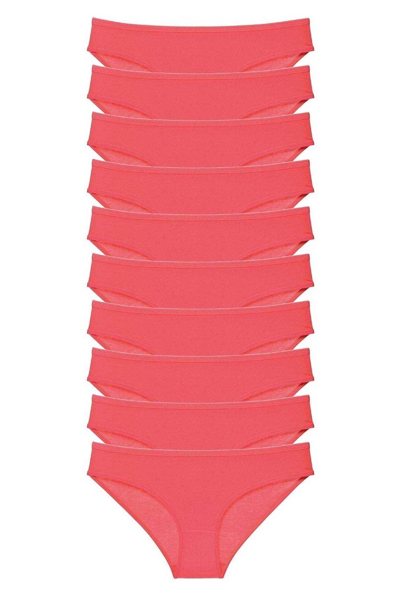 10 adet Süper Eko Set Likralı Kadın Slip Külot Fuşya - S