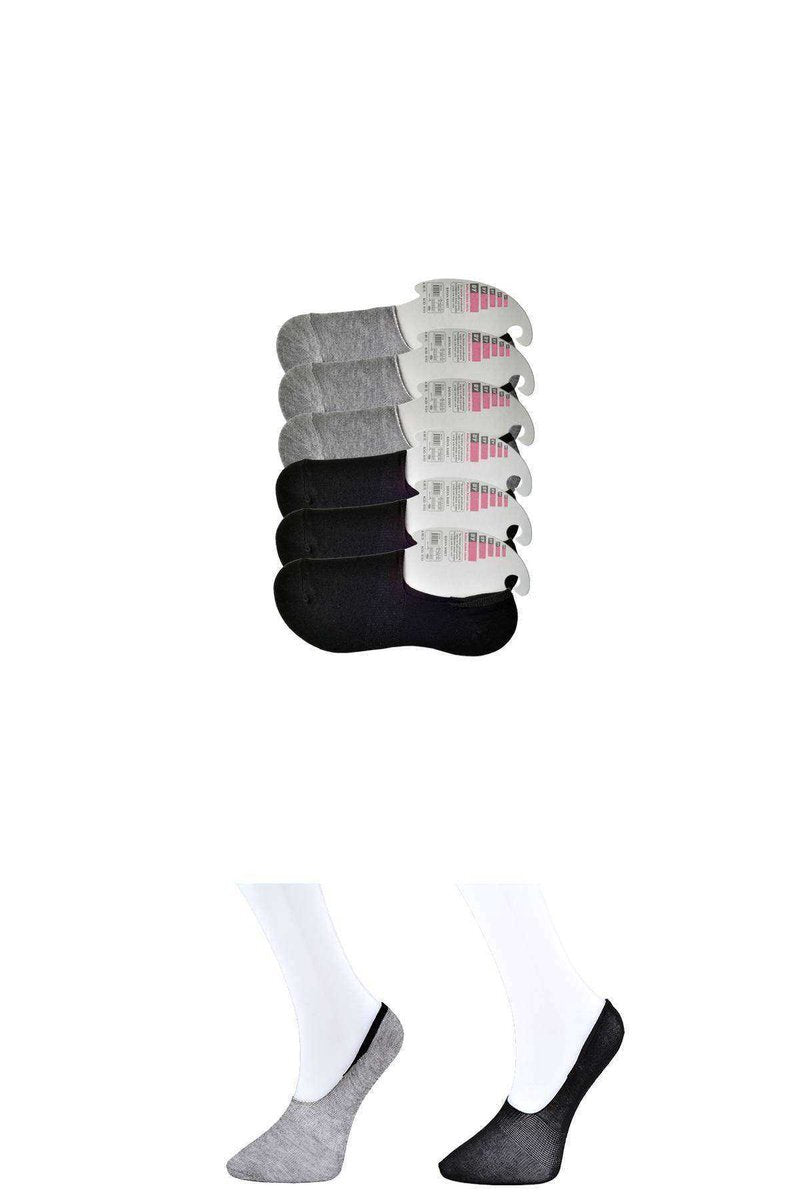 Siyah ve Gri Kadın Babet Çorap 6 çift - 36-40