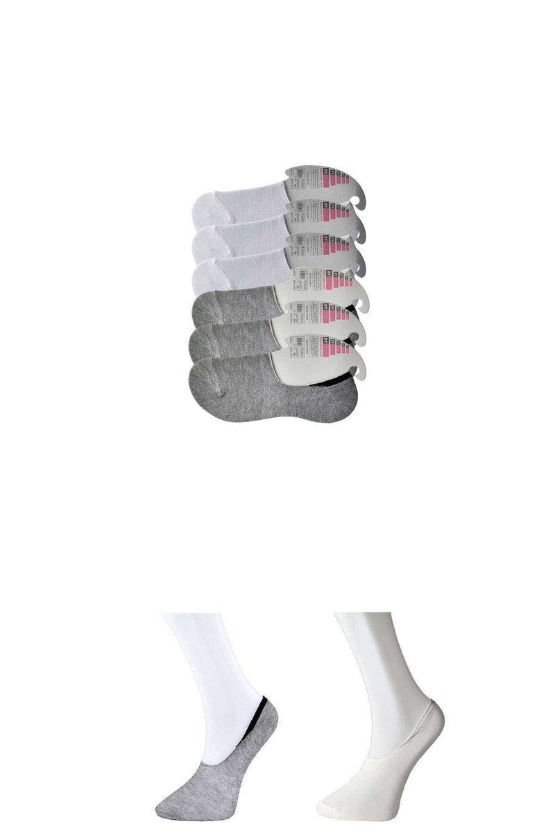 Gri ve Beyaz Kadın Babet Çorap 6 çift - 36-40