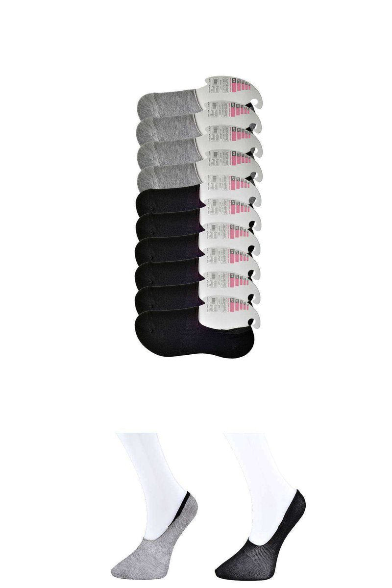 Siyah ve Gri Kadın Babet Çorap 9 çift - 36-40