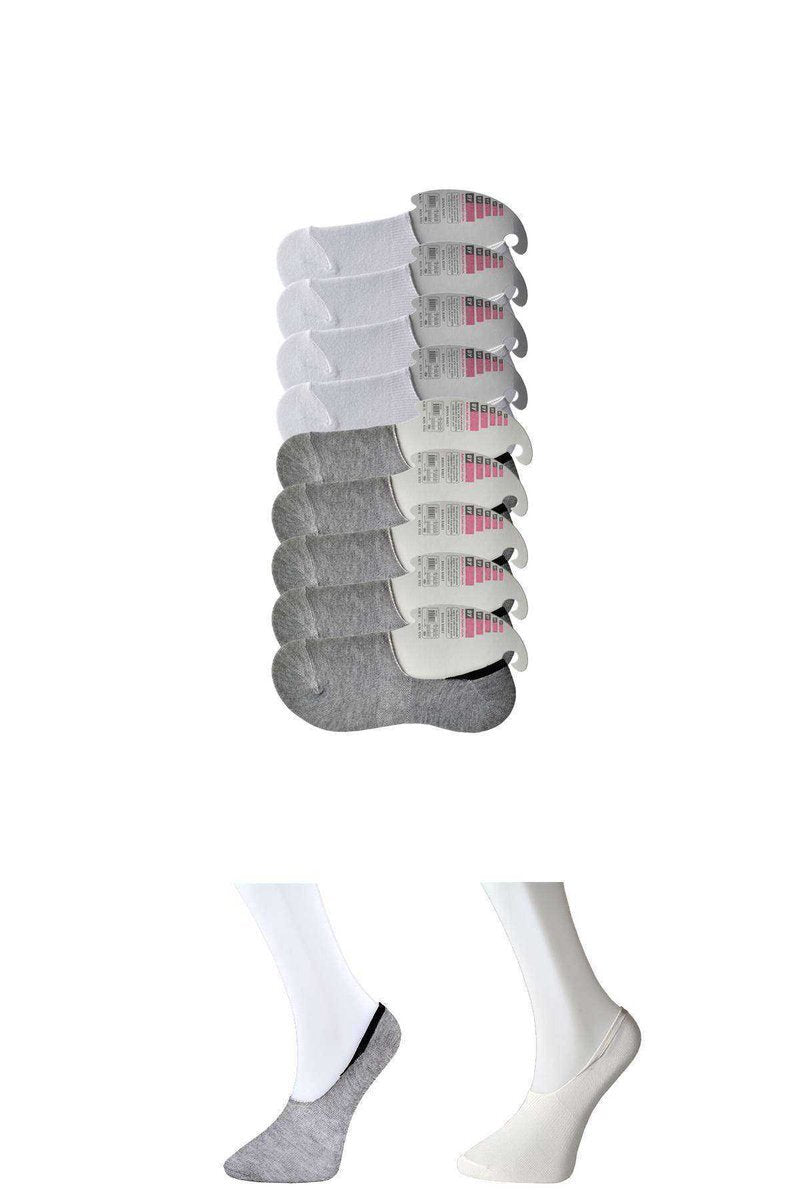 Gri ve Beyaz Kadın Babet Çorap 9 çift - 36-40