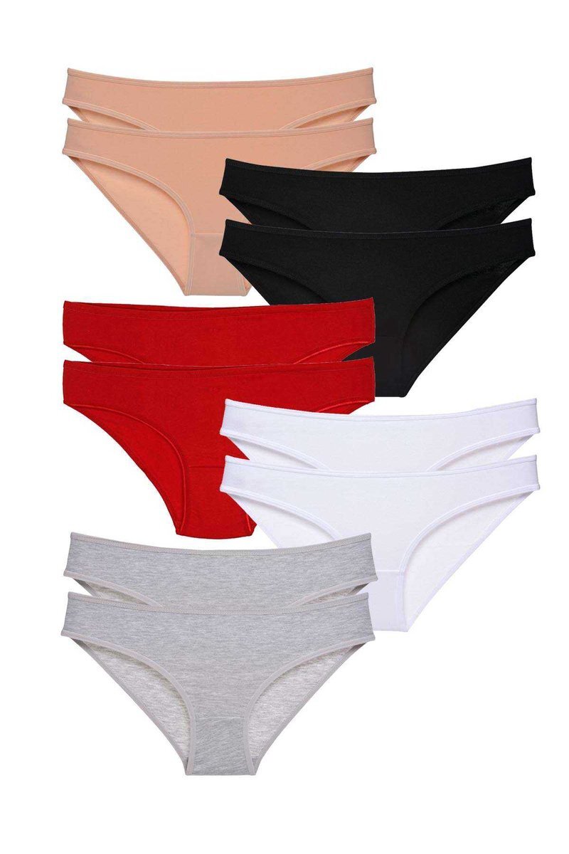 10 adet Eko Set Likralı Kadın Slip Külot Çok Renkli - S