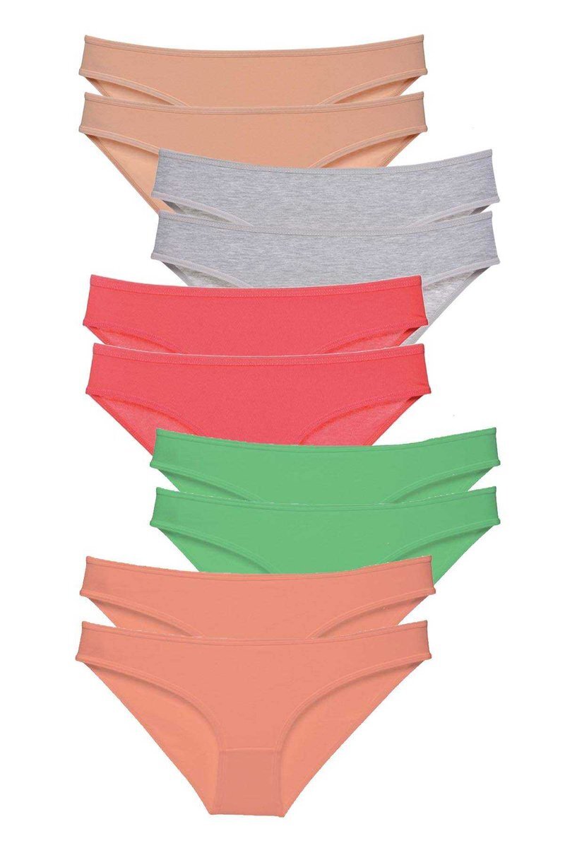 10 adet Süper Eko Set Likralı Kadın Slip Külot Soft Renkler - S