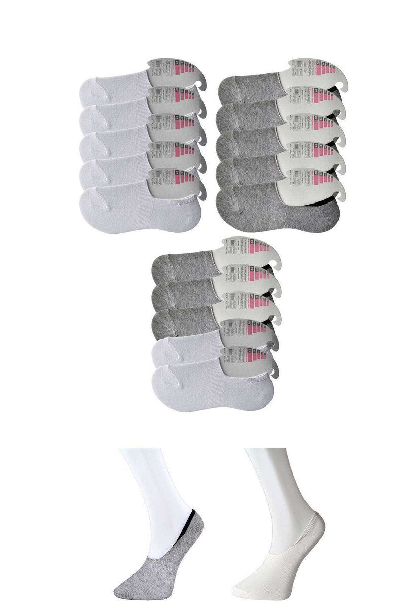 Gri ve Beyaz Kadın Babet Çorap 15 çift - 36-40