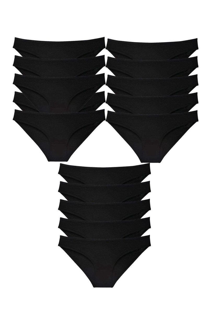 15 adet Süper Eko Set Likralı Kadın Slip Külot Siyah - S