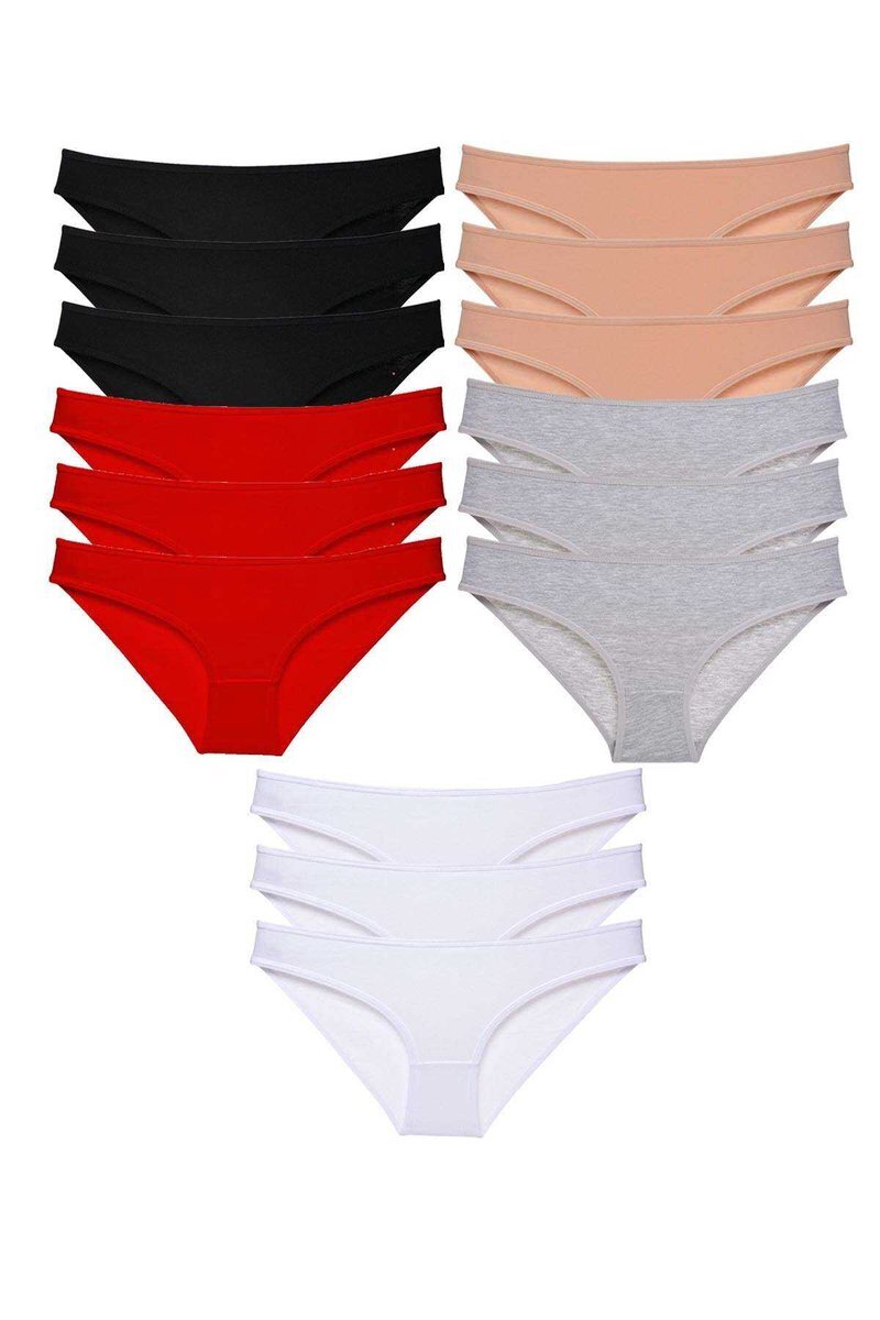 15 adet Eko Set Likralı Kadın Slip Külot Çok Renkli - S