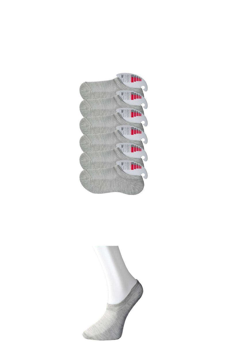 Gri Kadın Görünmez Çorap 6 çift - 36-40