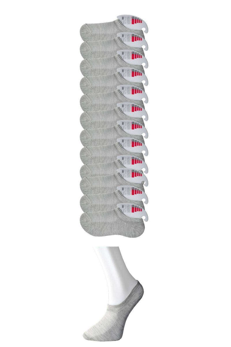 Gri Kadın Görünmez Çorap 12 çift - 36-40