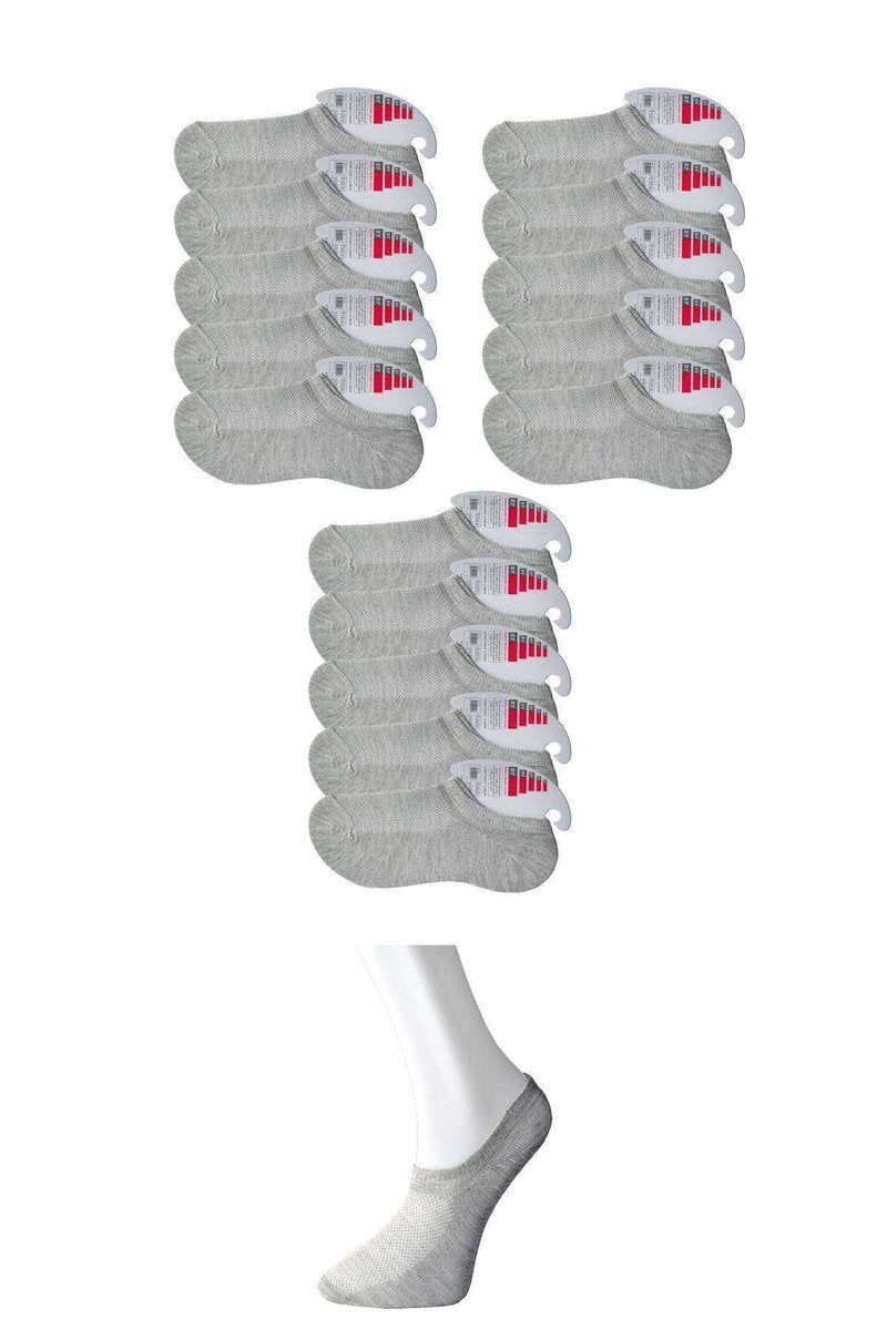 Gri Kadın Görünmez Çorap 15 çift - 36-40