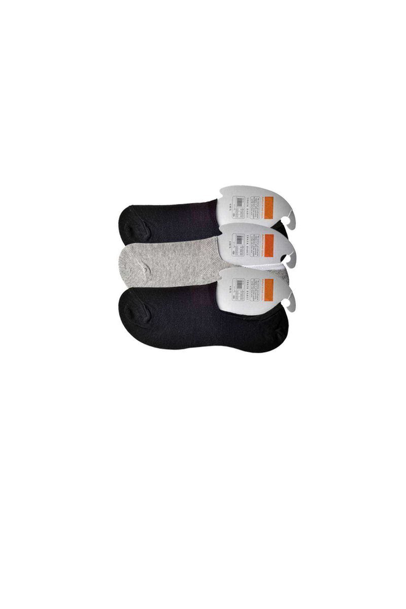Siyah ve Gri Erkek Babet Çorap 3 çift - 40-45