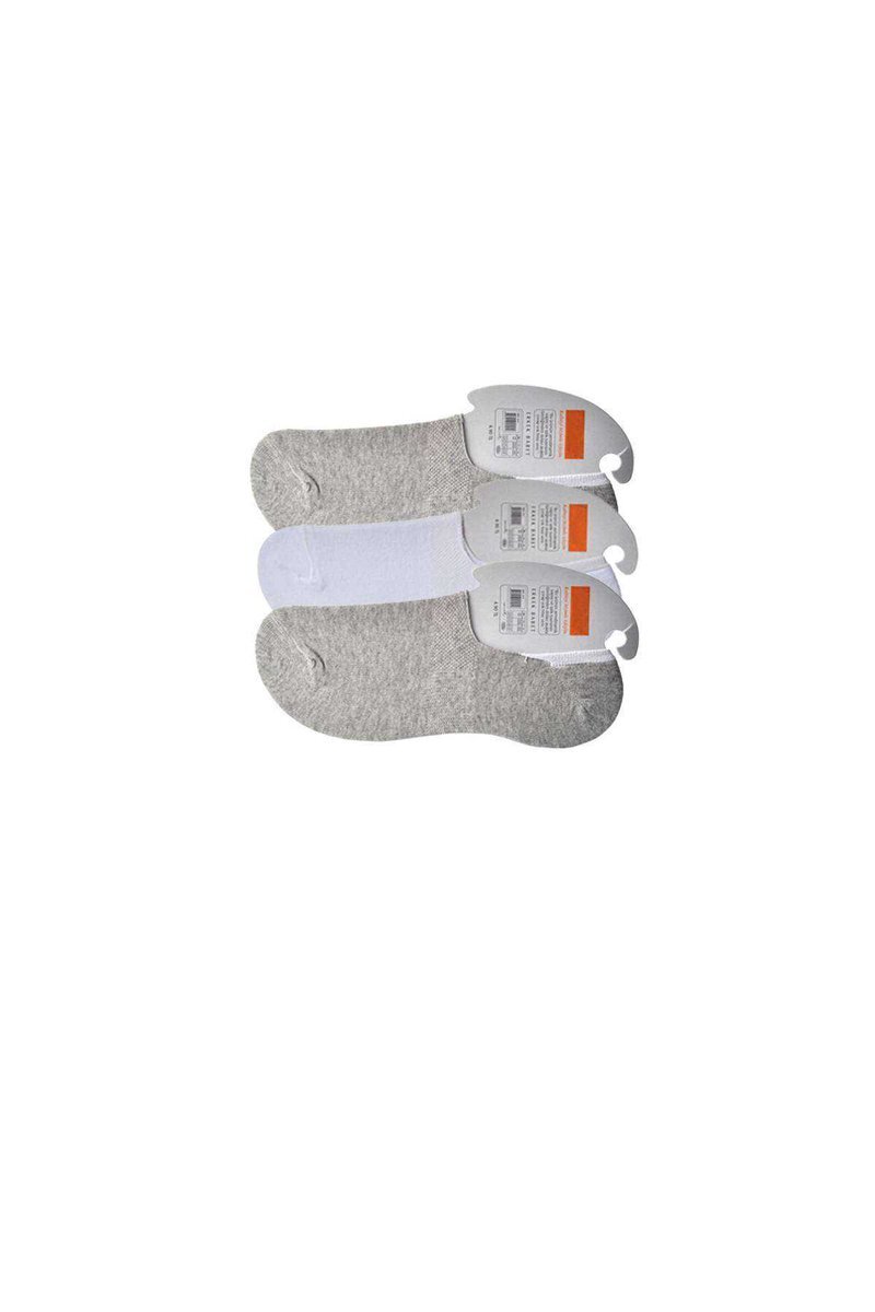 Gri ve Beyaz Erkek Babet Çorap 3 çift - 40-45