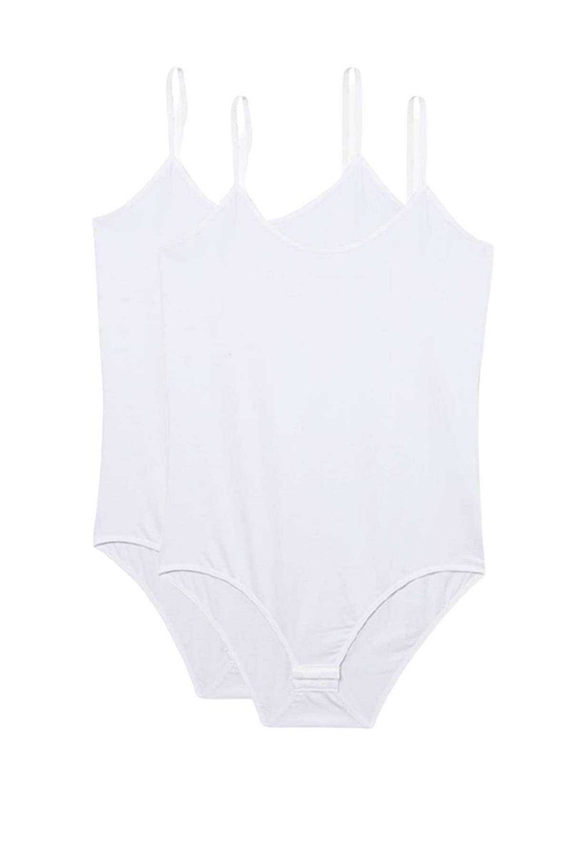 2 Adet İp Askılı Kadın Çıtçıtlı Body Beyaz - M