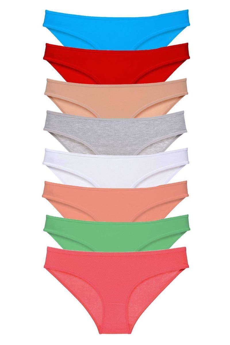 8 adet Süper Eko Set Likralı Kadın Slip Külot Set 8 - S