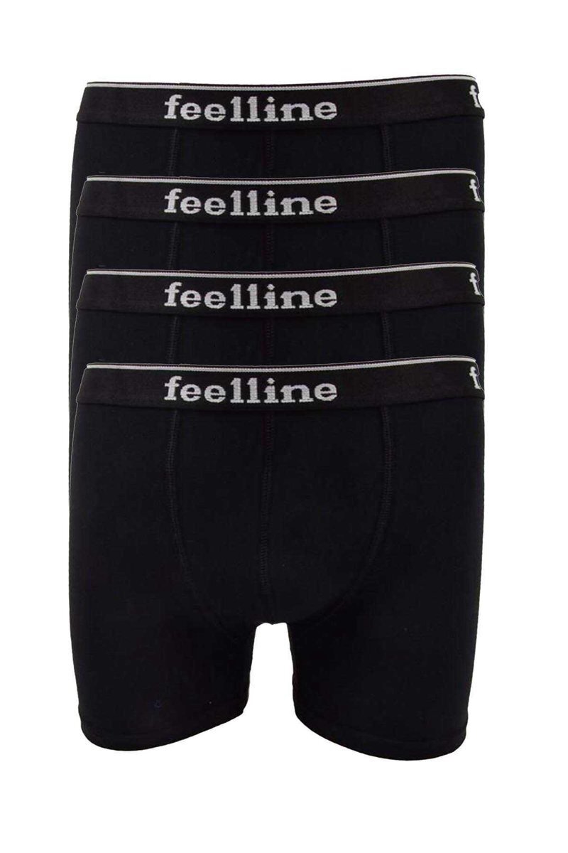 4 adet Feelline Siyah Pamuklu Doğal Likralı Erkek Boxer - M
